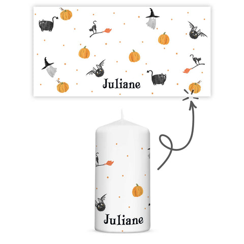 Kleine Kerze "Halloween Motive" mit Namen