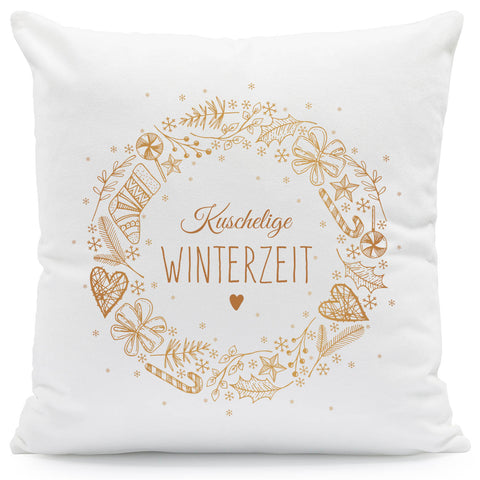 Kissen mit Weihnachtsmotiv - Kuschelige Winterzeit - Weihnachtsdeko - Geschenke für Frauen & Männer
