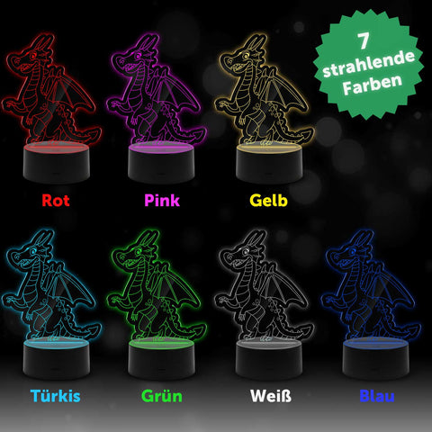 Graviertes Acrylglas im Drache Design mit LED-Sockel