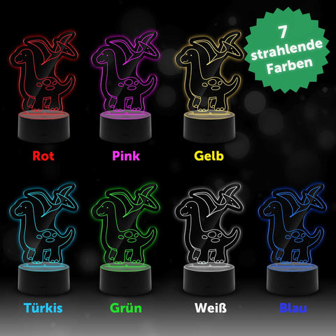 Graviertes Acrylglas im Dinosaurier Design mit LED-Sockel