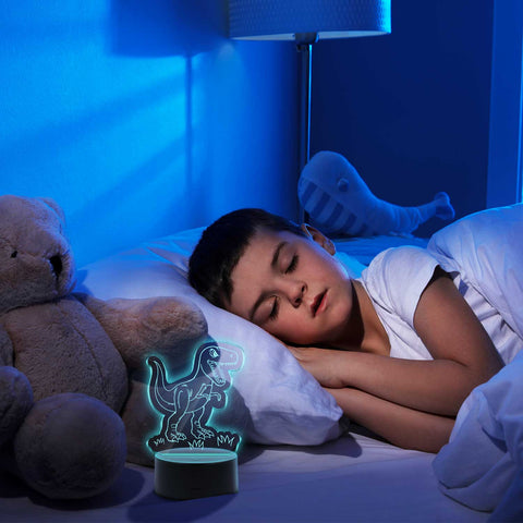 Graviertes Acrylglas im T-Rex Design mit LED-Sockel