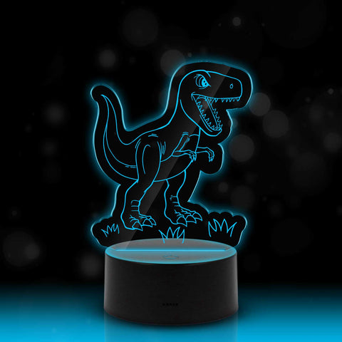 Graviertes Acrylglas im T-Rex Design mit LED-Sockel