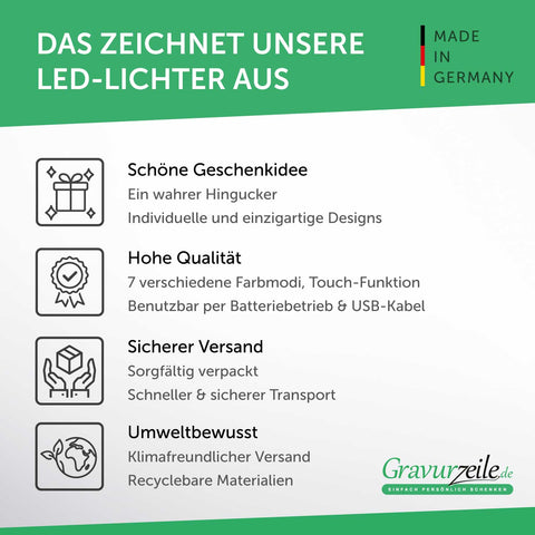 Graviertes Acrylglas mit LED-Sockel im Doppel Herz Design