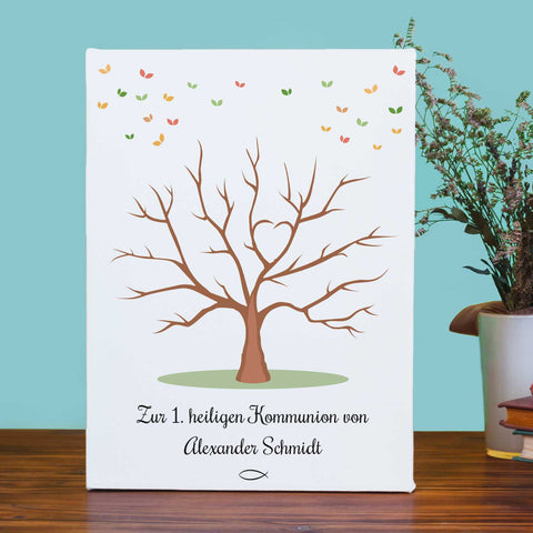 Leinwand als Gästebuch zur Kommunion