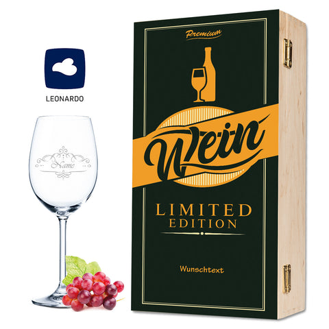 Leonardo Weinglas mit Gravur inkl. bedruckter "Limited Vino Edition" Holzkiste