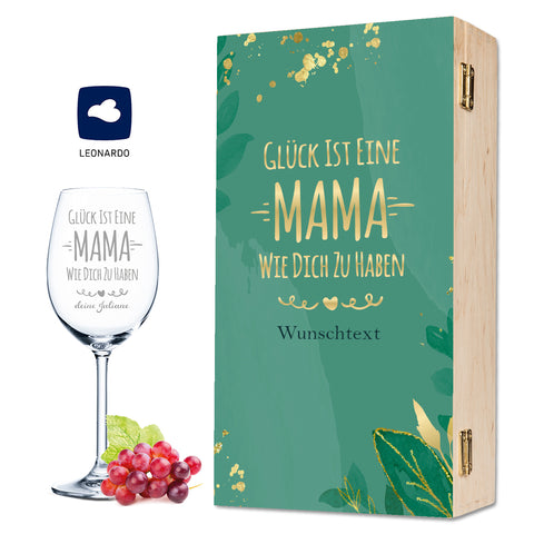 Leonardo Weinglas mit Gravur "Glück ist eine Mama"