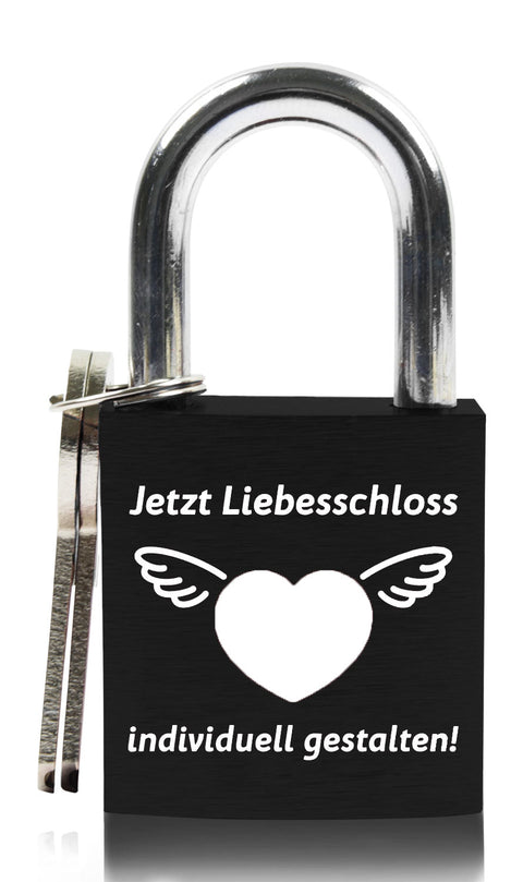 Liebesschloss in Schwarz mit Gravur