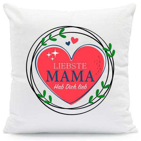Bedrucktes Kissen mit Spruch Liebste Mama Hab Dich lieb