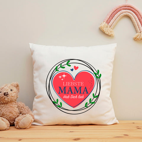 Bedrucktes Kissen mit Spruch Liebste Mama Hab Dich lieb