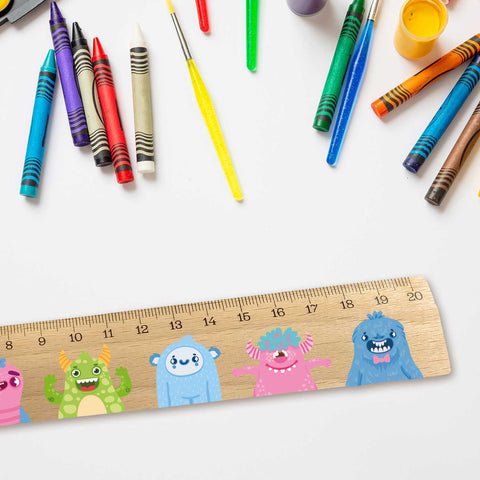 Lineal zur Einschulung im Monster Design für Kinder aus Holz