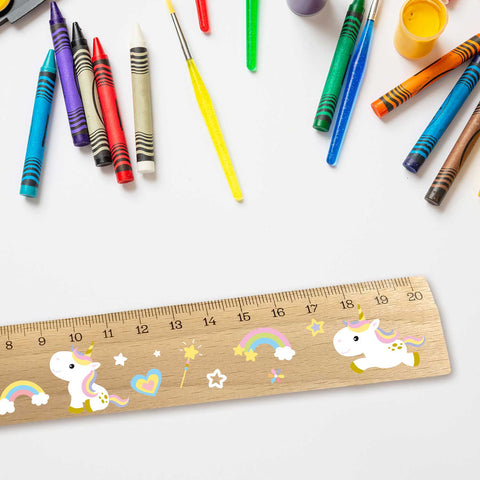 Lineal zur Einschulung im Einhörner Design für Kinder aus Holz