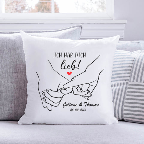 Bedrucktes Kissen mit Motiv "Love Hands"