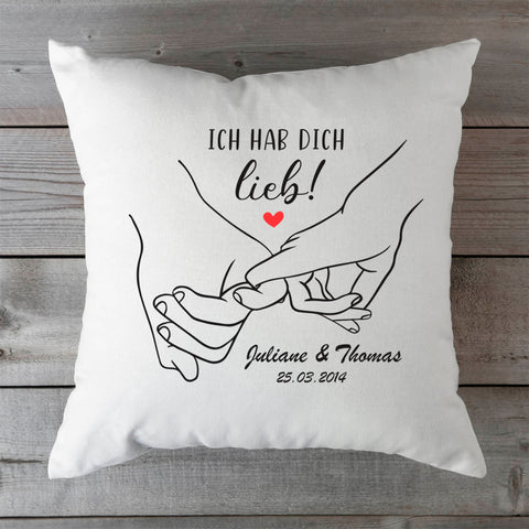 Bedrucktes Kissen mit Motiv "Love Hands"