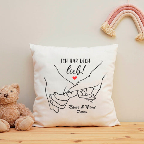Bedrucktes Kissen mit Motiv "Love Hands"