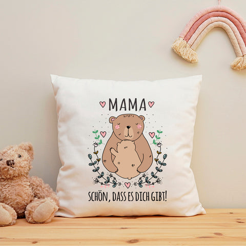 Bedrucktes Kissen mit Spruch Mama schön, dass es dich gibt
