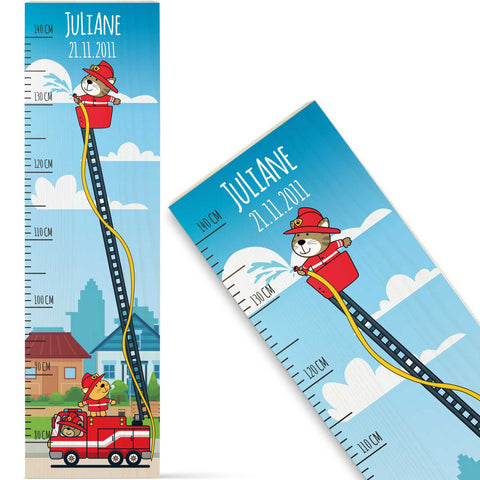 Messlatte mit Namen für Kinder im Feuerwehr Design
