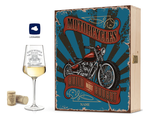 Leonardo Weinglas mit Gravur "Motorcycles" Design im Set