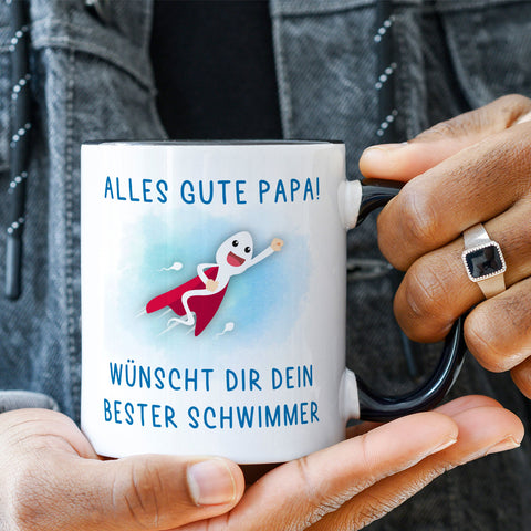 Bedruckte Tasse mit Spruch Bester Schwimmer