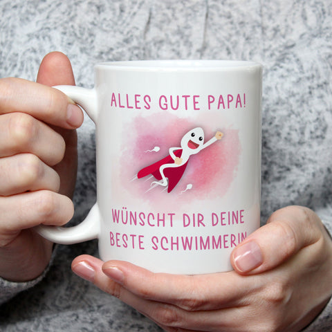 Bedruckte Tasse mit Spruch Bester Schwimmer