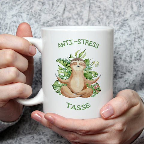 Bedruckte Tasse mit Spruch Anti-Stress Tasse