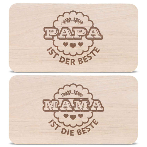Frühstücksbrettchen Mama + Papa sind die Besten im Set