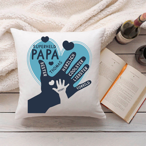 Bedrucktes Kissen mit Motiv Papa Hand