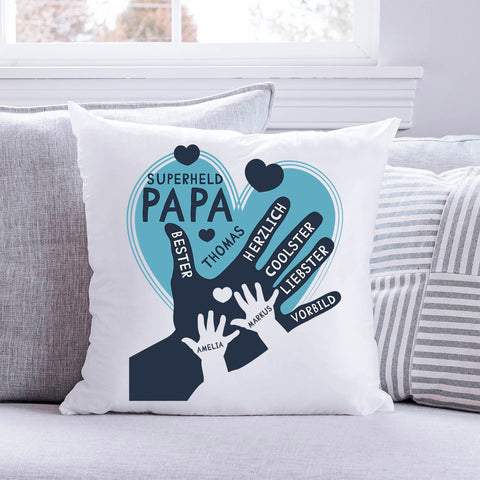 Bedrucktes Kissen mit Motiv Papa Hand