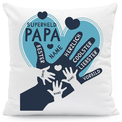 Bedrucktes Kissen mit Motiv Papa Hand