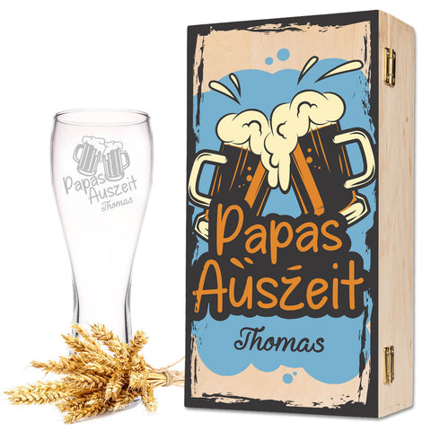 Leonardo Weizenglas "Papas Auszeit" mit Namen
