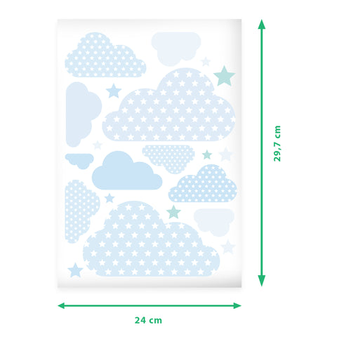 Wandsticker Set Pastell Wolken & Sterne