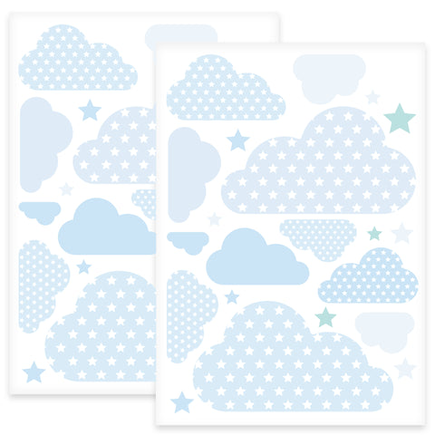 Wandsticker Set Pastell Wolken & Sterne