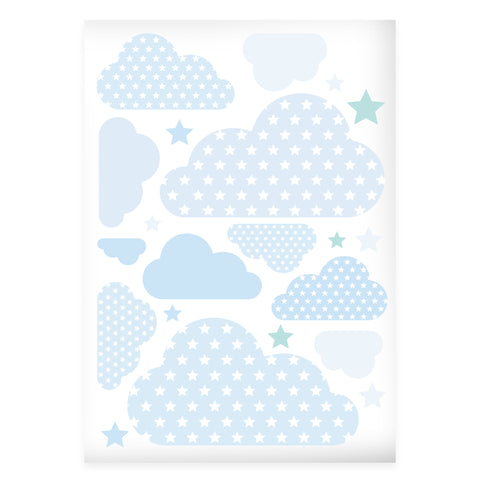 Wandsticker Set Pastell Wolken & Sterne