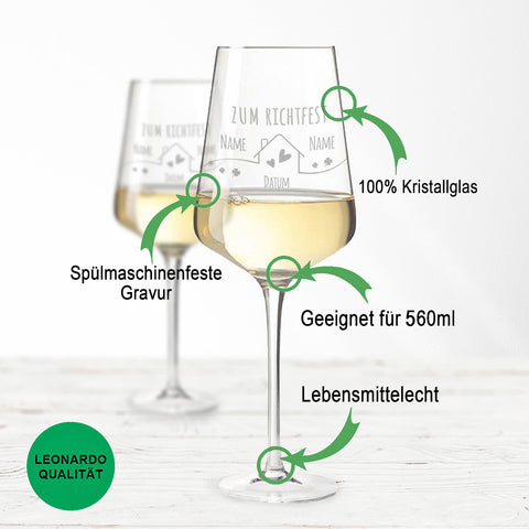 Leonardo Weingläser mit Gravur "zum Richtfest" im Set