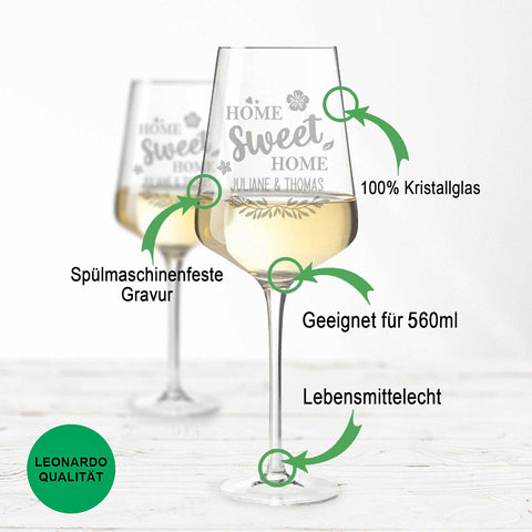 Leonardo Weingläser mit Gravur "Home Sweet Home" im Set