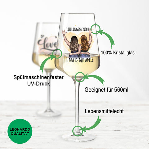 Leonardo Puccini Weinglas mit UV Druck - Beste Freundin Konfiguration