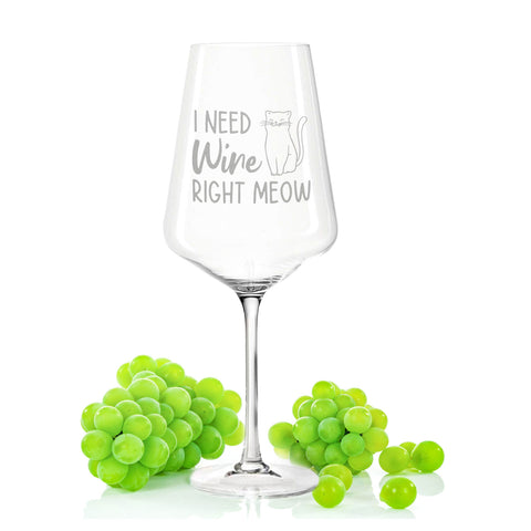Leonardo Weinglas mit Gravur "I need wine right meow"