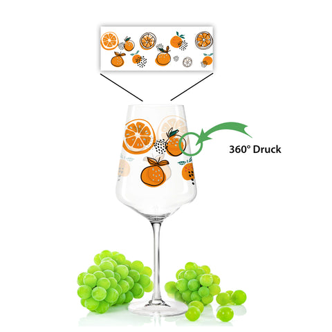 Leonardo Puccini Weingläser mit UV-Druck im Orangen Abstrakt Design im Set