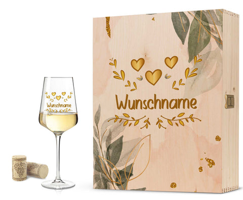 Leonardo Weinglas mit UV-Druck "Herzensmensch Floral Gold" Design