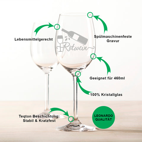 Leonardo Weinglas mit Gravur "Rotwein"