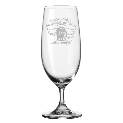 Leonardo Bierglas mit Gravur "Saufst, stirbst, saufst net, stirbst a" mit Namen