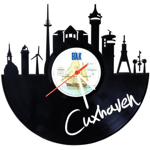 Schallplattenuhr Skyline Cuxhaven