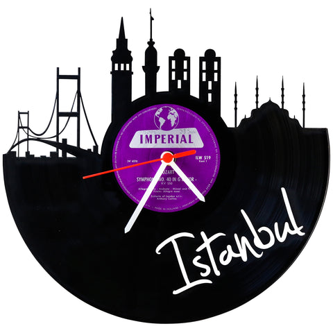 Schallplattenuhr Skyline Istanbul