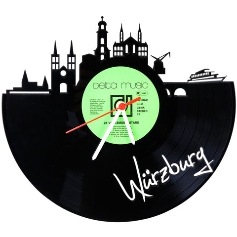 Schallplattenuhr Skyline Würzburg