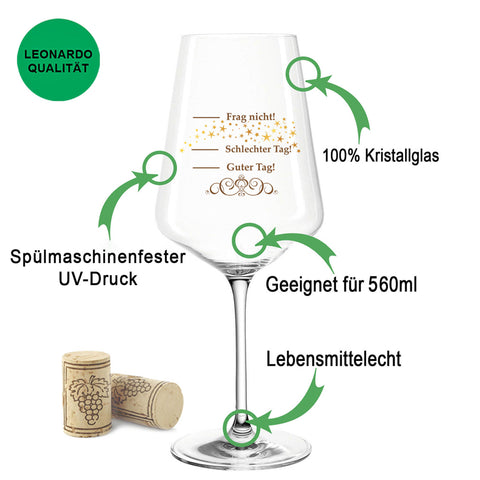 Leonardo Weinglas mit UV-Druck Schlechter Tag, Guter Tag
