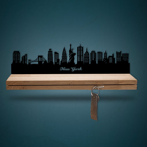 Schlüsselleiste Holz Skyline New York