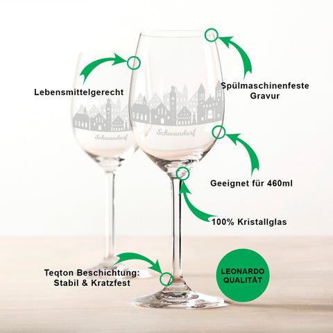 Leonardo Weingläser mit Gravur - Skyline Schwandorf im Set
