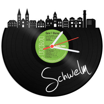Schallplattenuhr Skyline Schwelm