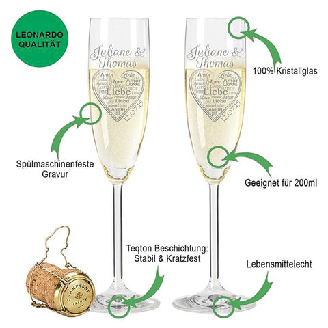 Leonardo Sektgläser mit Gravur "Luft & Liebe" als Set
