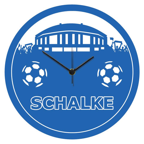 Wanduhr aus Holz Vereinsliebe Schalke - mit UV Druck