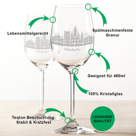 Leonardo Weingläser mit Skyline Wiesbaden Gravur im Set
